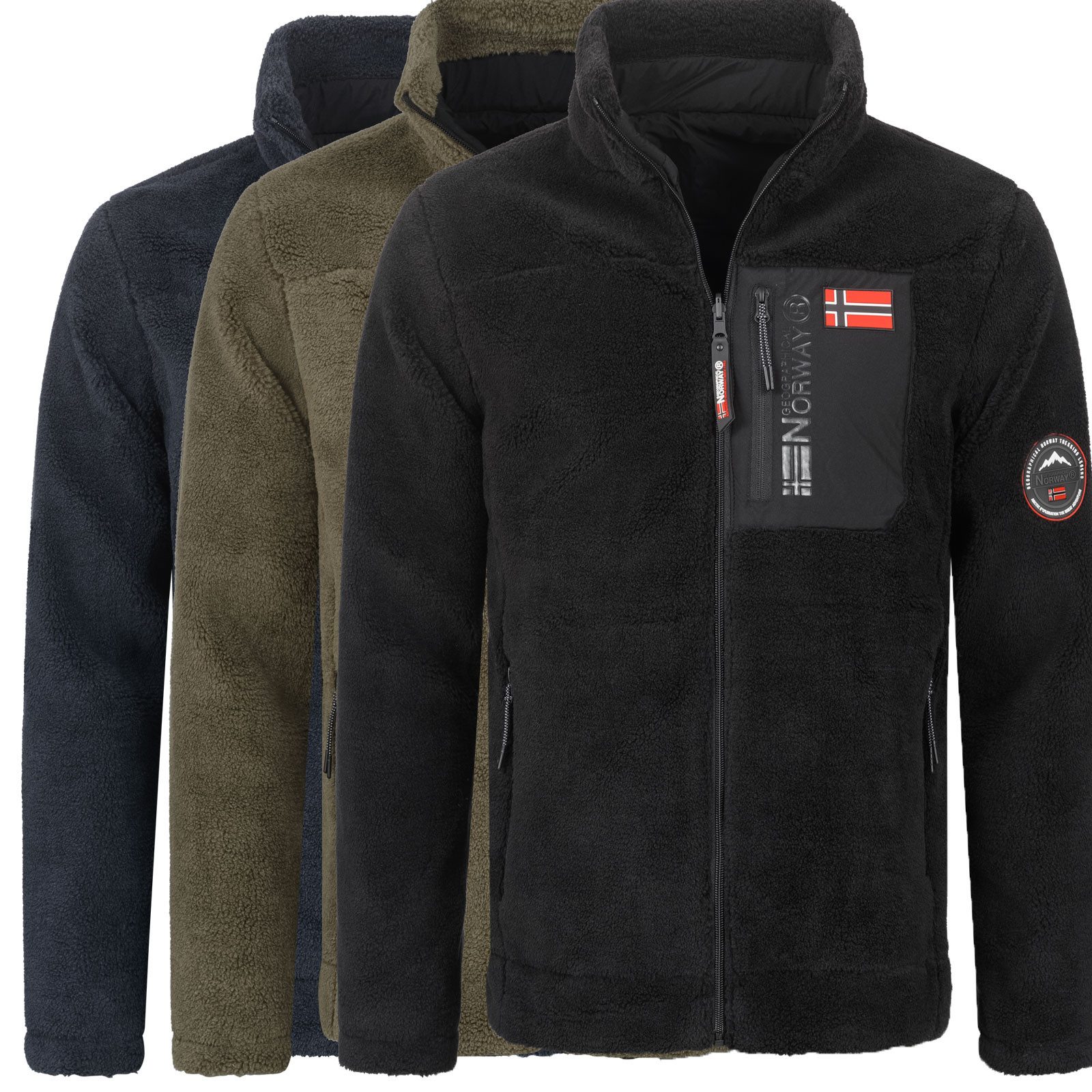 Geographical Norway Fleecejacke Herren Teddy Fleece Winter Jacke Outdoor Übergangs Beidseitig Tragbar