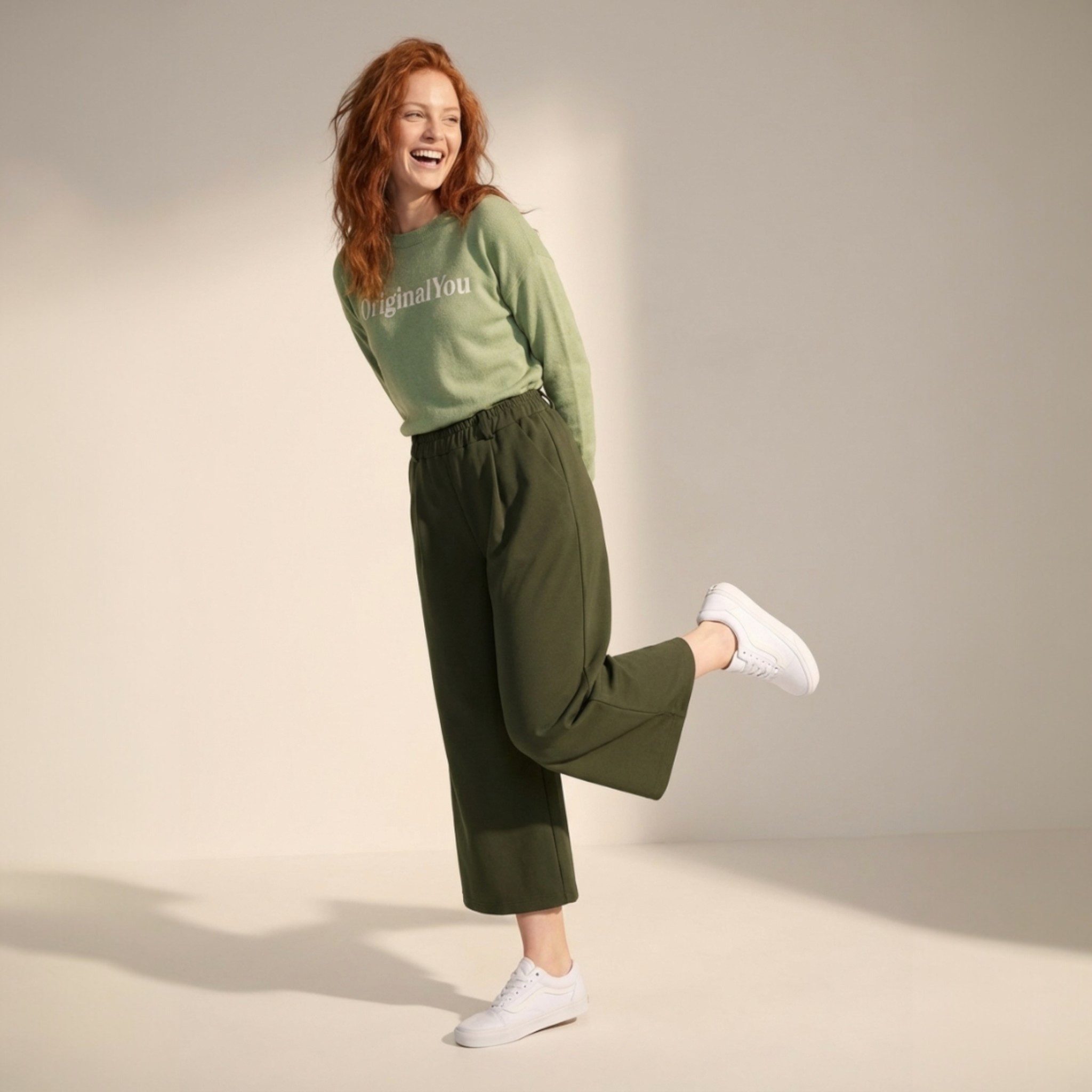 OriginalYou Culotte Stoffhose Damen Stretch Culotte Hose mit weitem Bein Mi günstig online kaufen