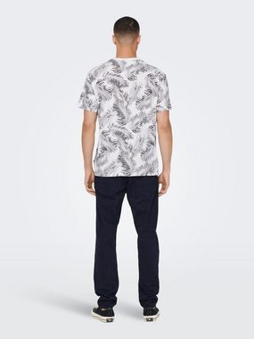 ONLY & SONS T-Shirt Tropisch Print T-Shirt Kurzarm Shirt aus Baumwolle ONSPERRY 4789 in Weiß