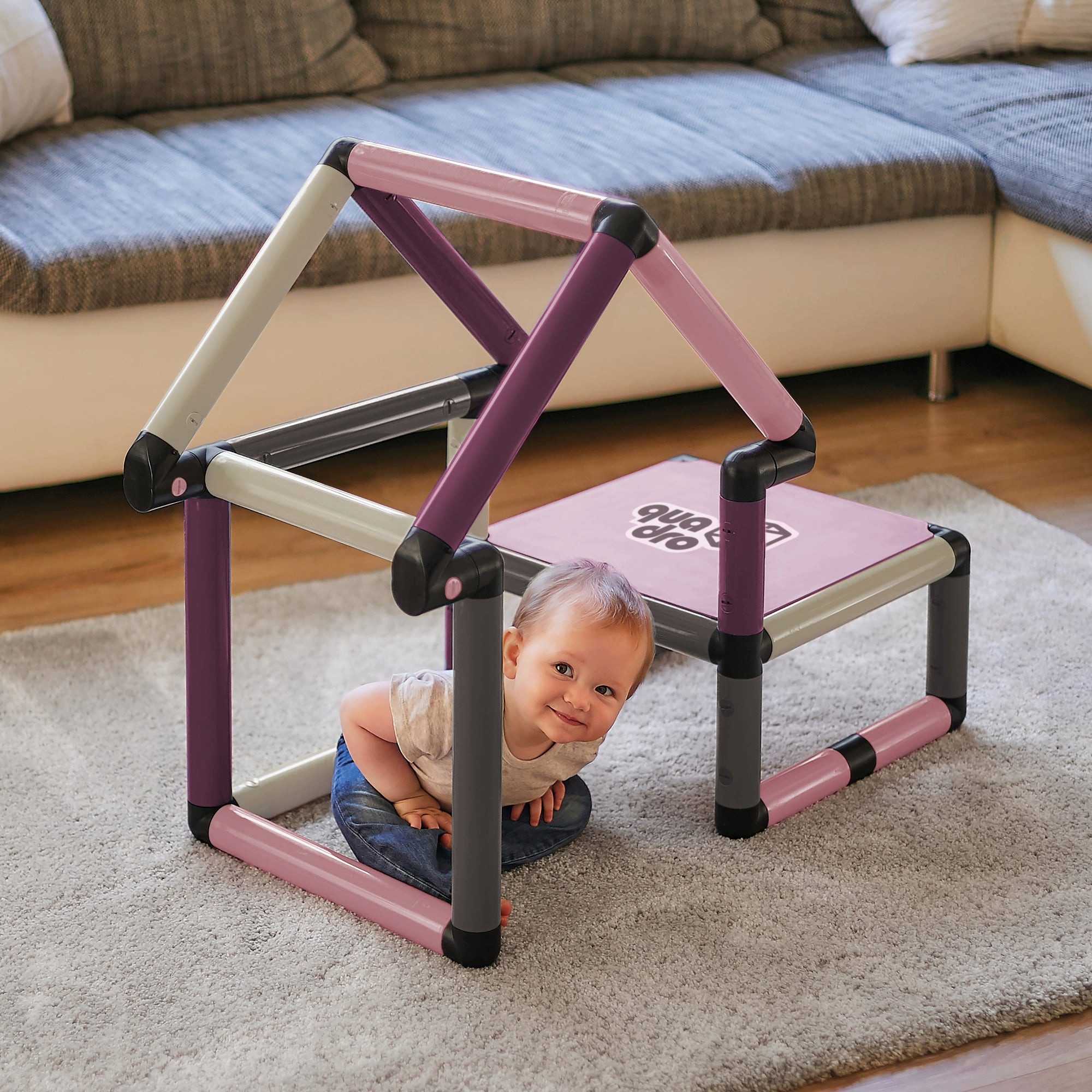 QUADRO Klettergerüst Beginner Home, (Montessori-inspiriertes Set, 116-St., 24 Modellideen mit Lernturm-Funktion), Modulares Stecksystem, ab 6 Monaten, Made in Germany, UV-stabil
