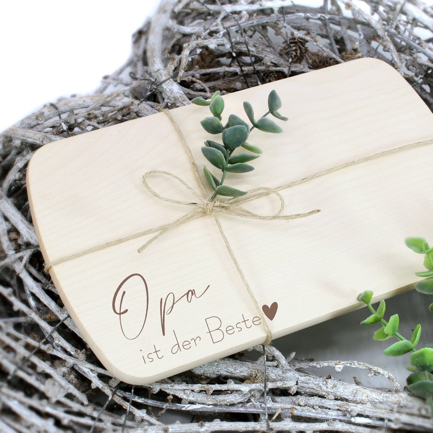Dekolando Frühstücksbrett Opa ist der Beste Frühstücksbrettchen graviert, (Holz, 1 Schneidebrett), abgerundete Ecken