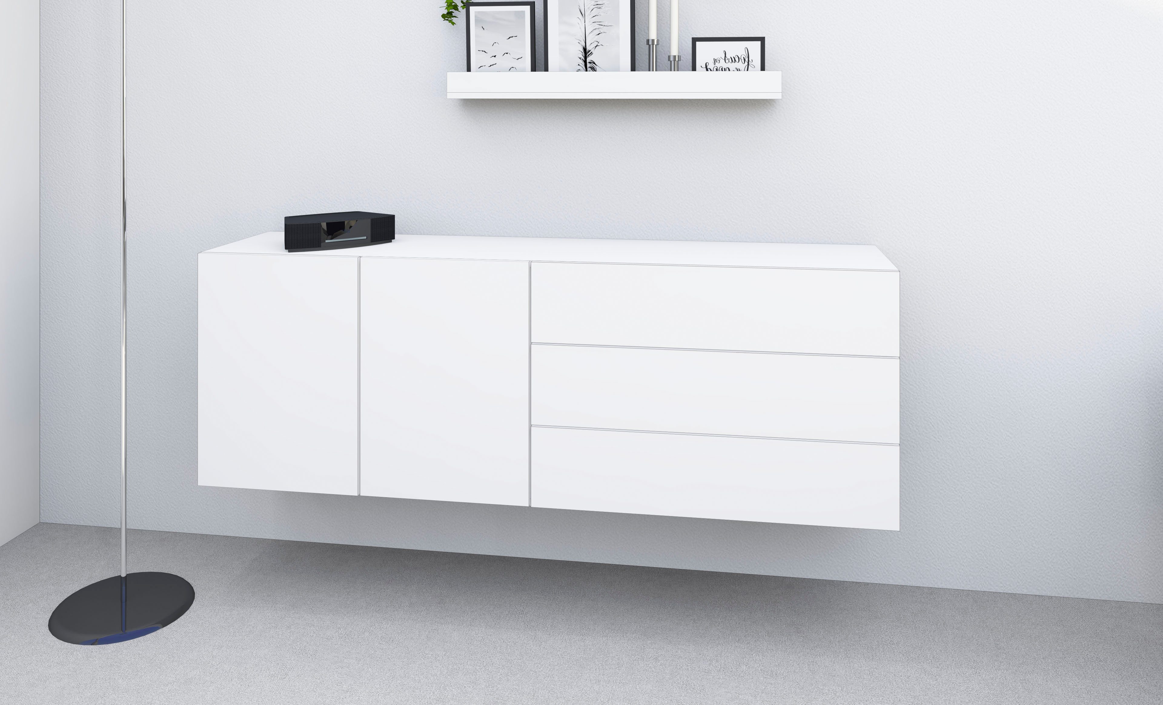 borchardt Möbel Sideboard Sophia, Hängeschrank mit 2 Türen, 3 Schubkästen, Breite 152 cm, Breite 152 cm, zur Wandmontage