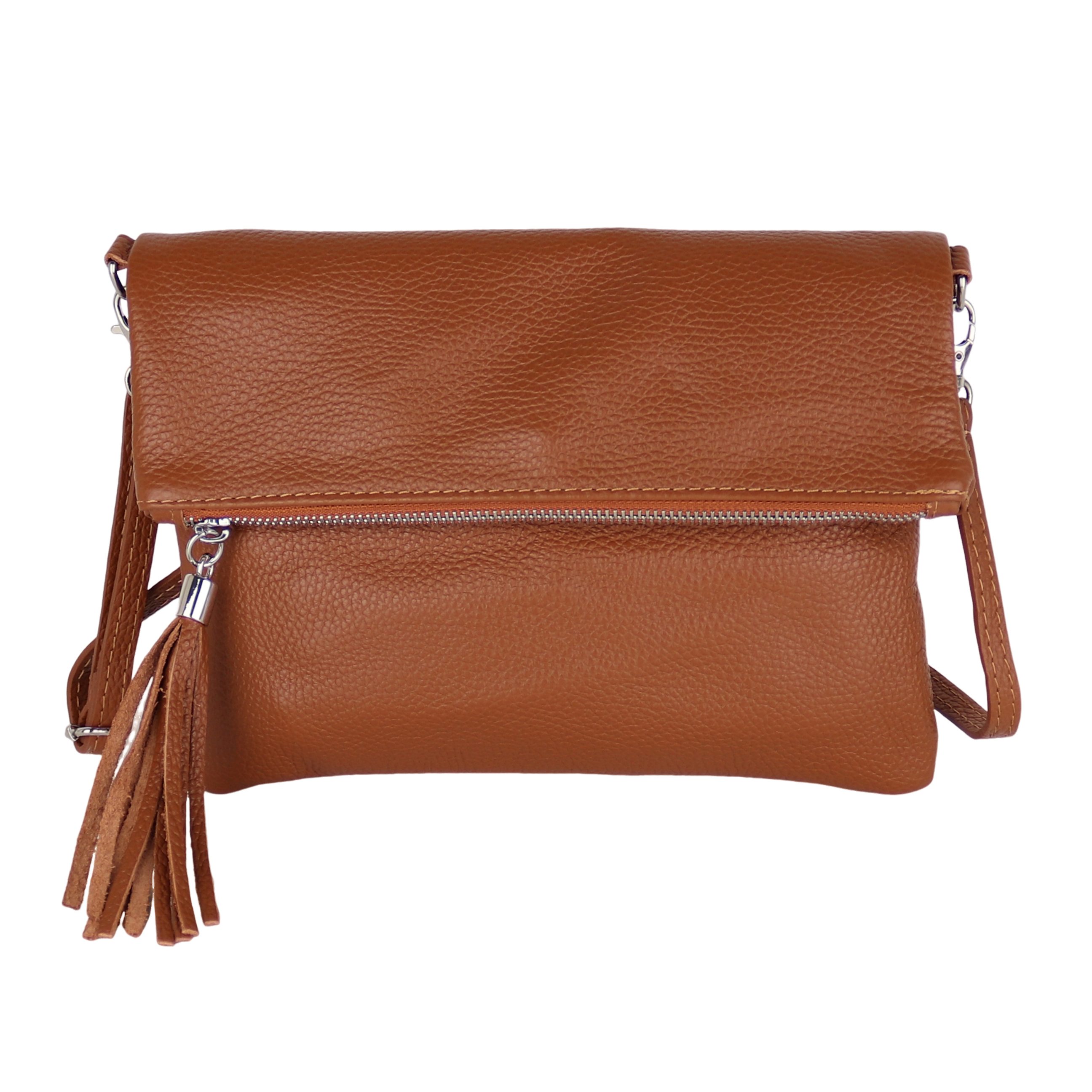 MIRROSI Umhängetasche Damen, Crossbody Bag, Echtleder Made in Italy (1 Tasche 2 Gurte oder Basic Version 1 Tasche 1 Gurt, verstellbaren Schulterriemen), 26x18x2cm (BXHXT)