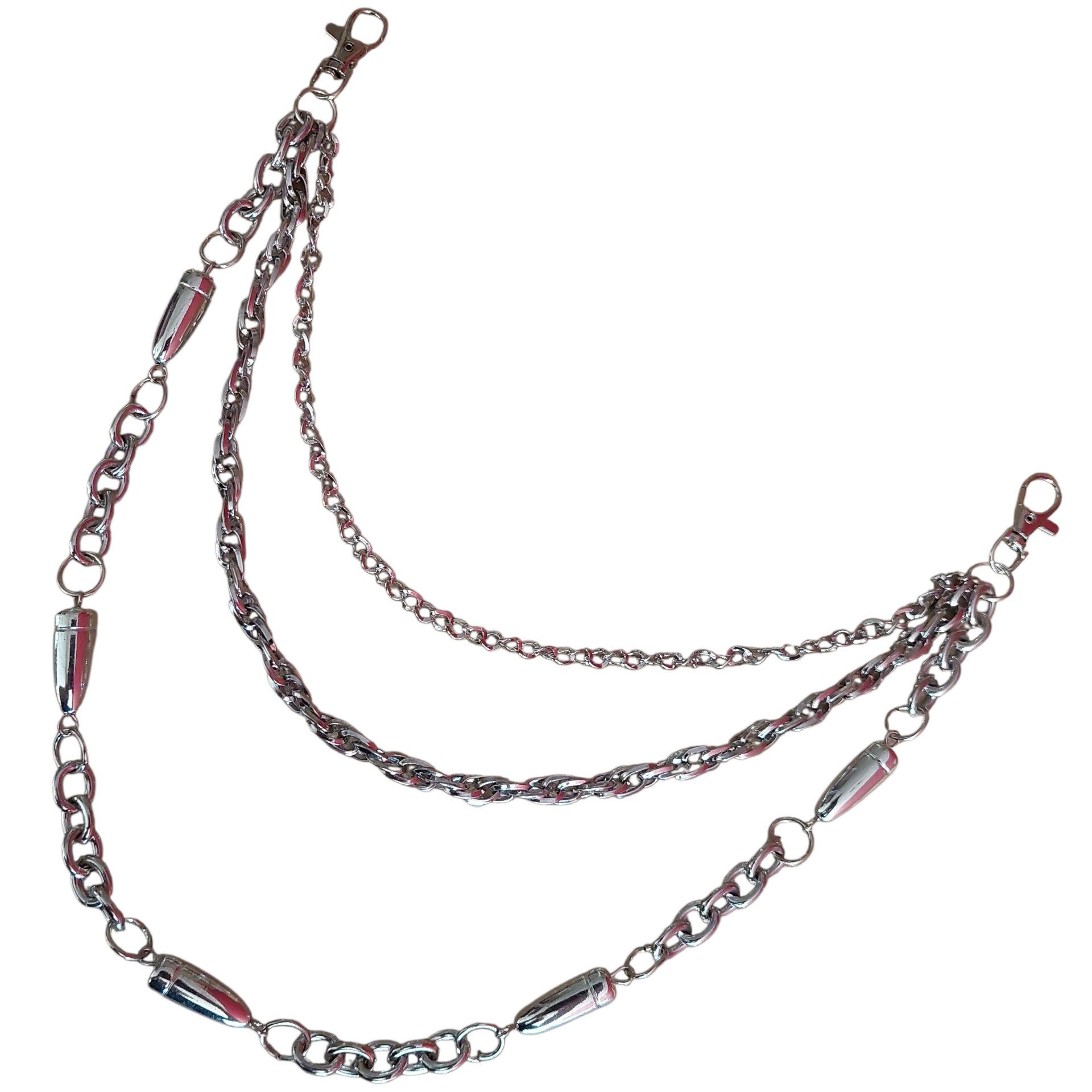 Ware aus aller Welt Hosenkette Dreireihig mit Patronen-Design Karabiner Geldbörsenkette Biker Kette, (1-tlg)