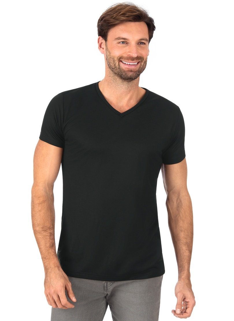 Trigema T-Shirt TRIGEMA V-Shirt 100% schwarz aus Lyocell