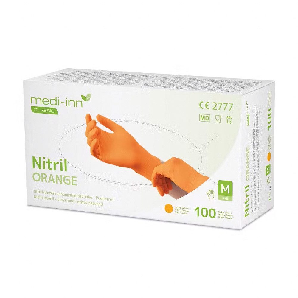 Medi-Inn Nitril-Handschuhe Nitril Orange Einmalhandschuhe puderfrei günstig online kaufen