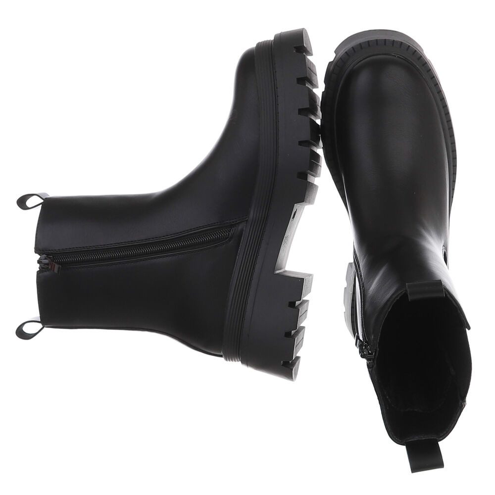 Ital-Design Damen Chelsea Boot mit Plateauprofil und Blockabsatz Plateaustiefelette (92125269) Blockabsatz Stiefeletten in Schwarz – Bild 2 von 5