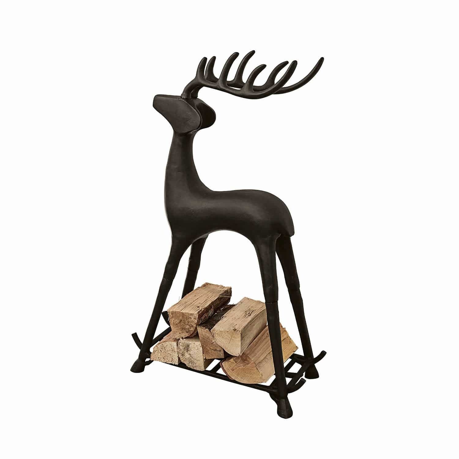 Mirabeau Weihnachtsfigur Feuerholzhalter Cuerno antikschwarz (kein Set, kein Set), Herbst, Geweih, Hirsch, Tier, Künstlerisches Design