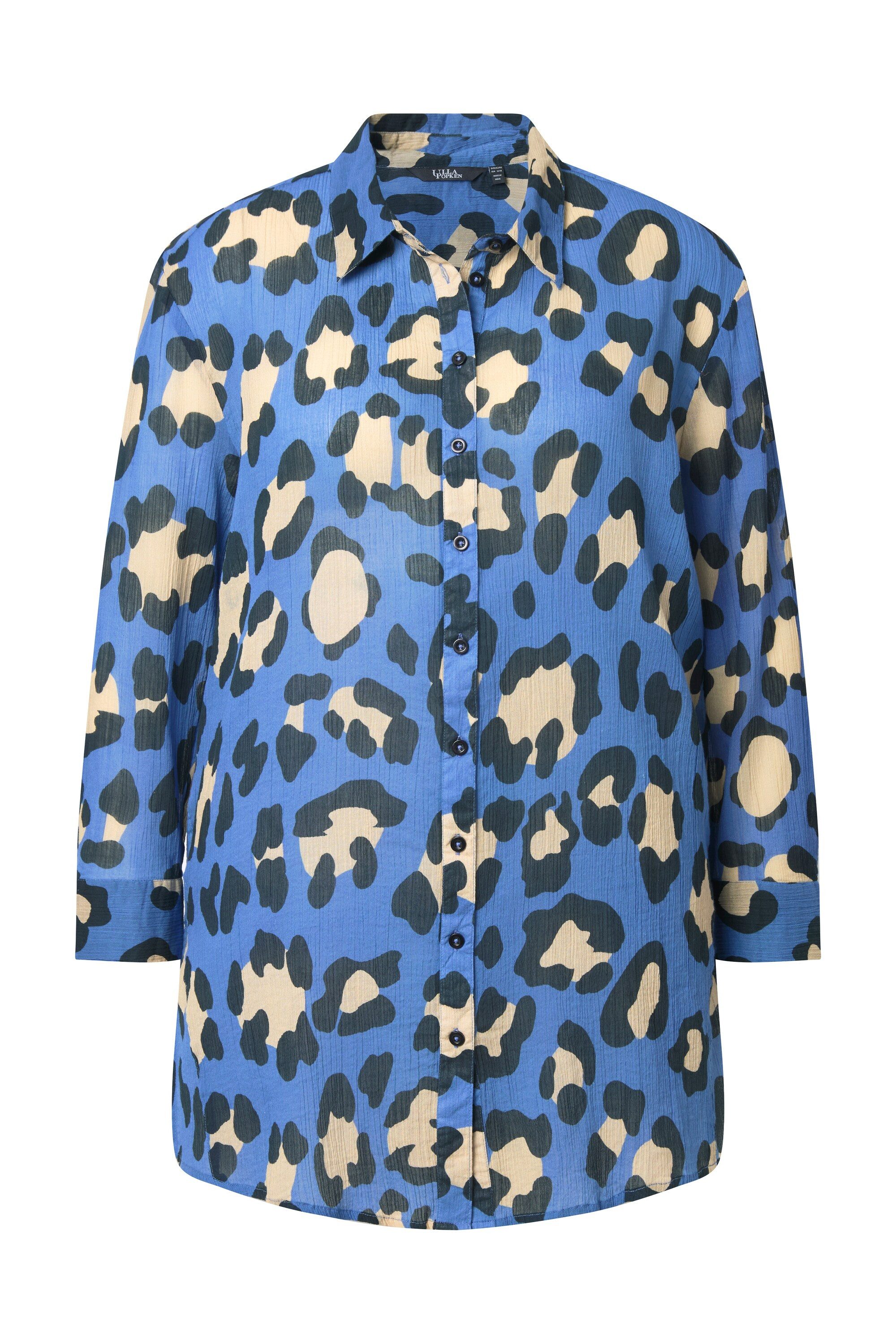 Ulla Popken Hemdbluse Bluse Leomuster Hemdkragen günstig online kaufen