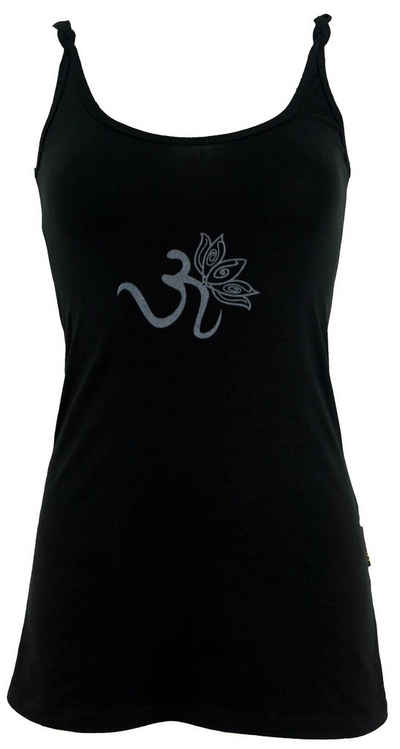 Guru-Shop T-Shirt Yoga-Top aus Bio-Baumwolle OM - schwarz Festival, Ethno Style, alternative Bekleidung