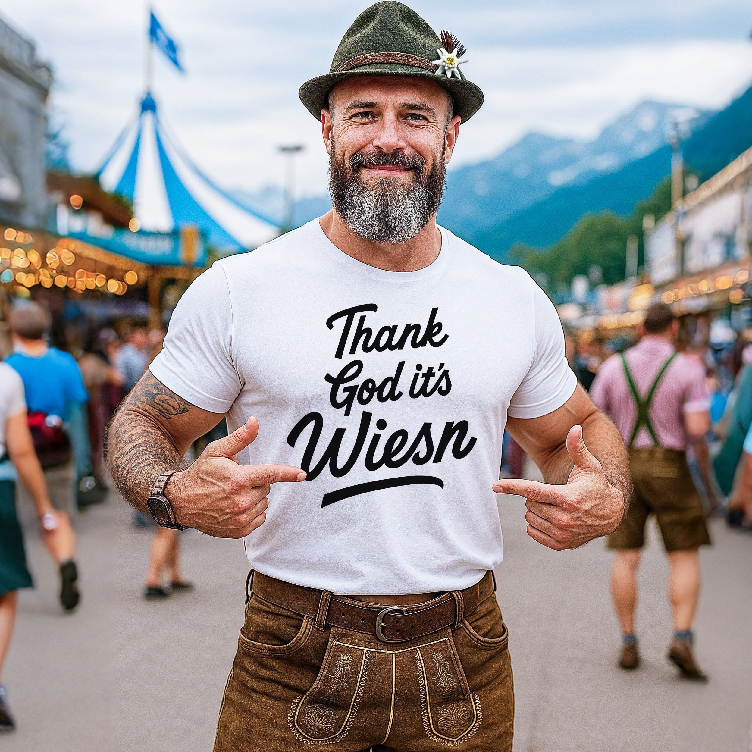 MoonWorks Print-Shirt Herren T-Shirt für das Oktoberfest Thank God it’s Fun-Shirt mit Print