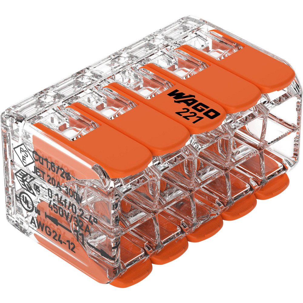 WAGO Verbindungsklemme WAGO 221-420-15 221 Verbindungsklemme flexibel: 0.14-4 mm² starr: 0.2-