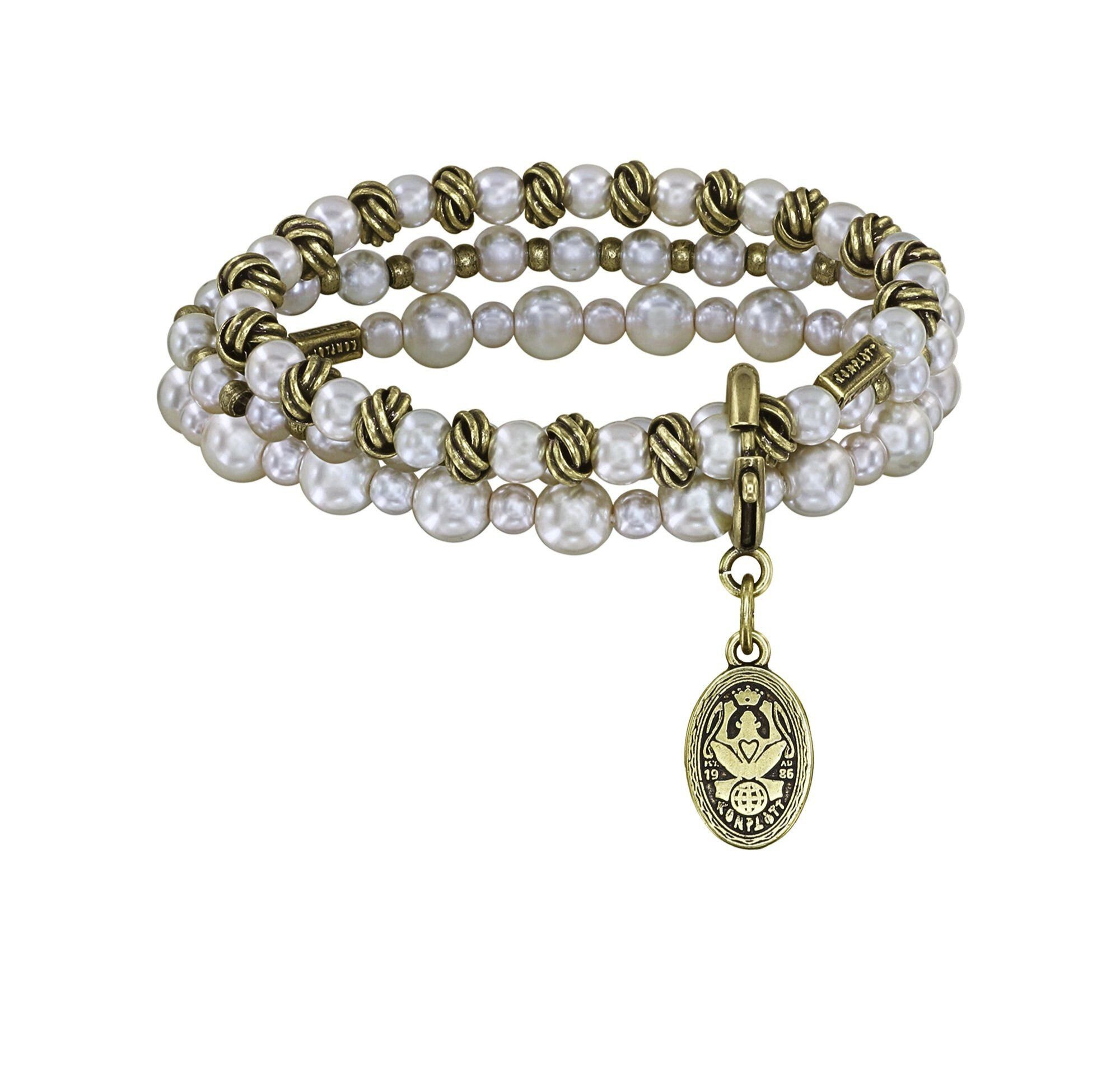 KONPLOTT Armband KONPLOTT Armband elastisch La Comtesse II weiß antik Messing