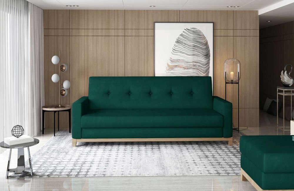 MOEBLO Schlafsofa BENE, Sofa Couchgarnitur mit für Kippsofa Sofagarnitur, Couch Schlaffunktion Wohnzimmer mit Holzgestell