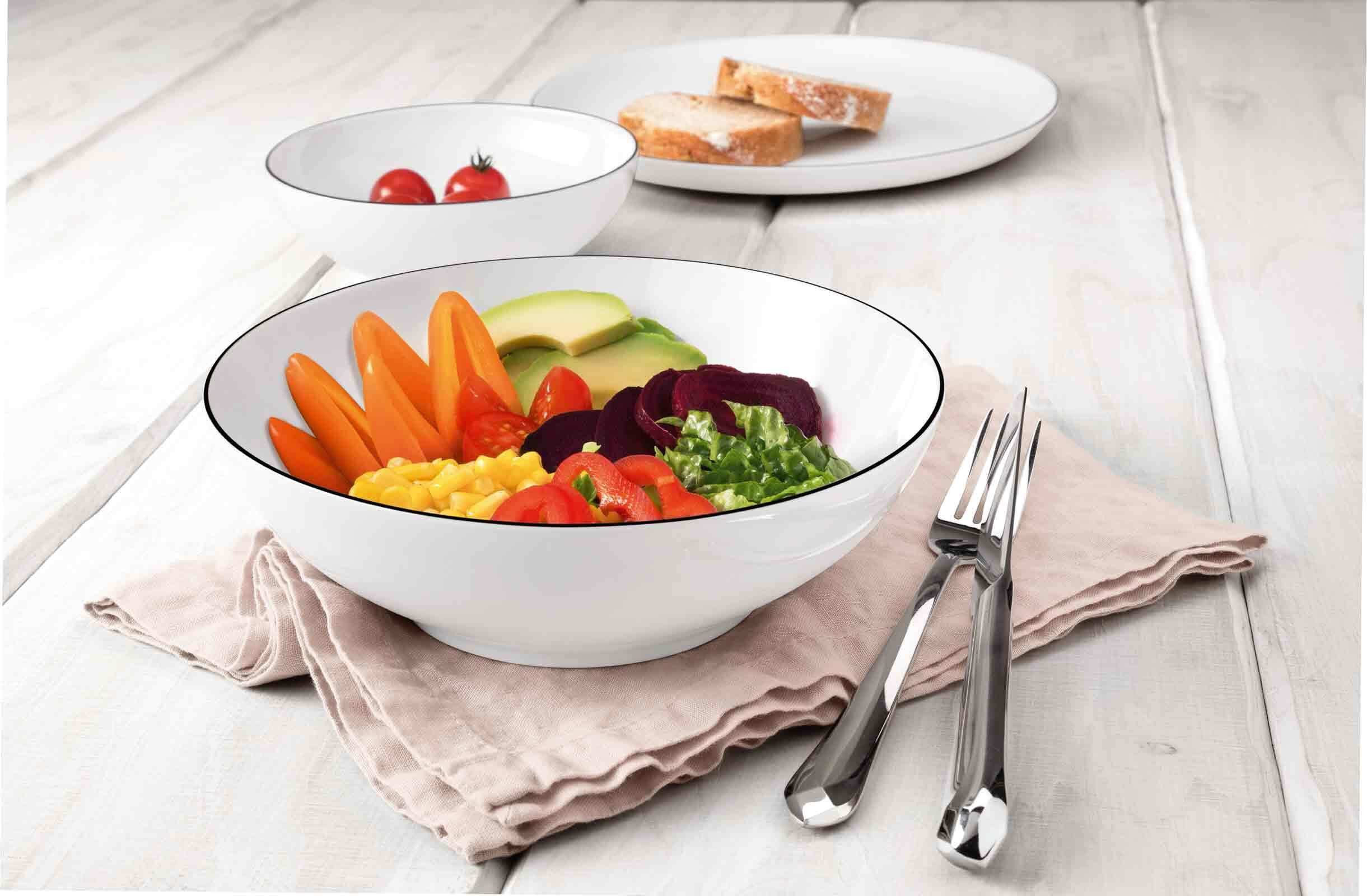 Seltmann Weiden Schale Lido Black Line Dessertschalen rund ø 15 cm, Porzellan, (2x Schale, 2-tlg)