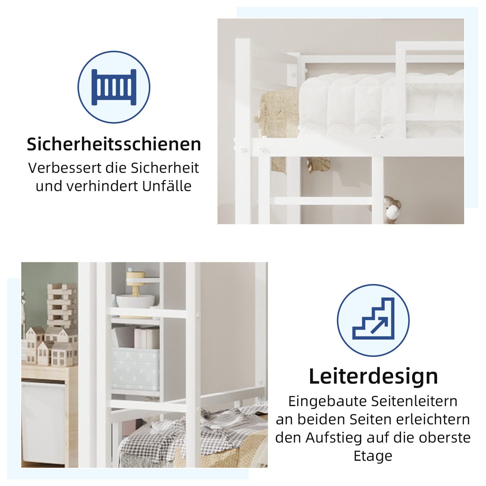 OYRREU Etagenbett Metall-Etagenbett Geeignete Matratzengröße: 90 x 190 cm – Bild 5 von 5