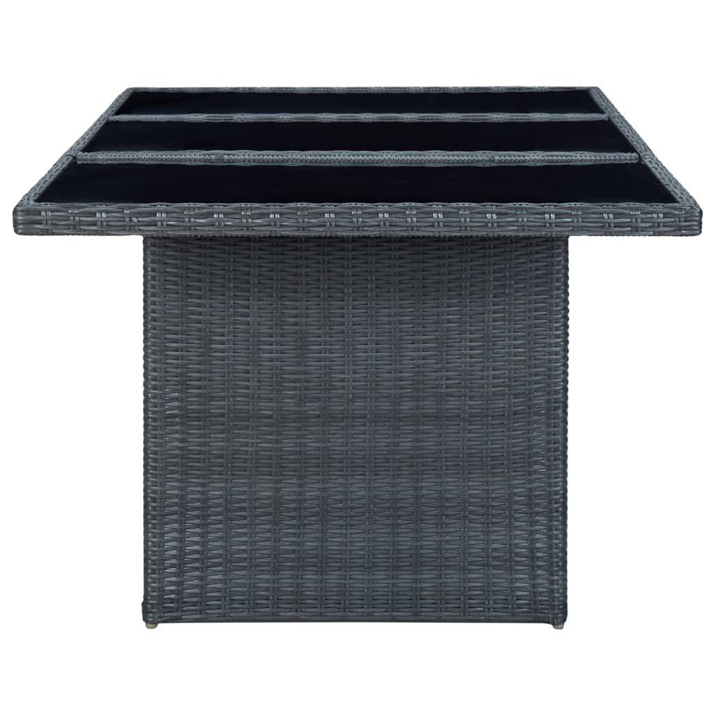 Dunkelgrau Schwarz und Dunkelgrau und vidaXL Rattan Gartentisch | und (1-St) Schwarz Dunkelgrau Hartglas Poly Gartentisch