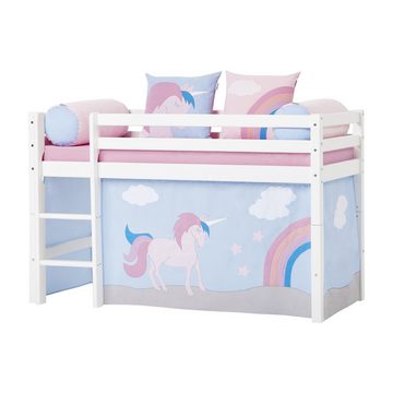 Bettvorhang Unicorn hellblau-rosa inkl. Befestigung 100% Baumwolle, Hoppekids