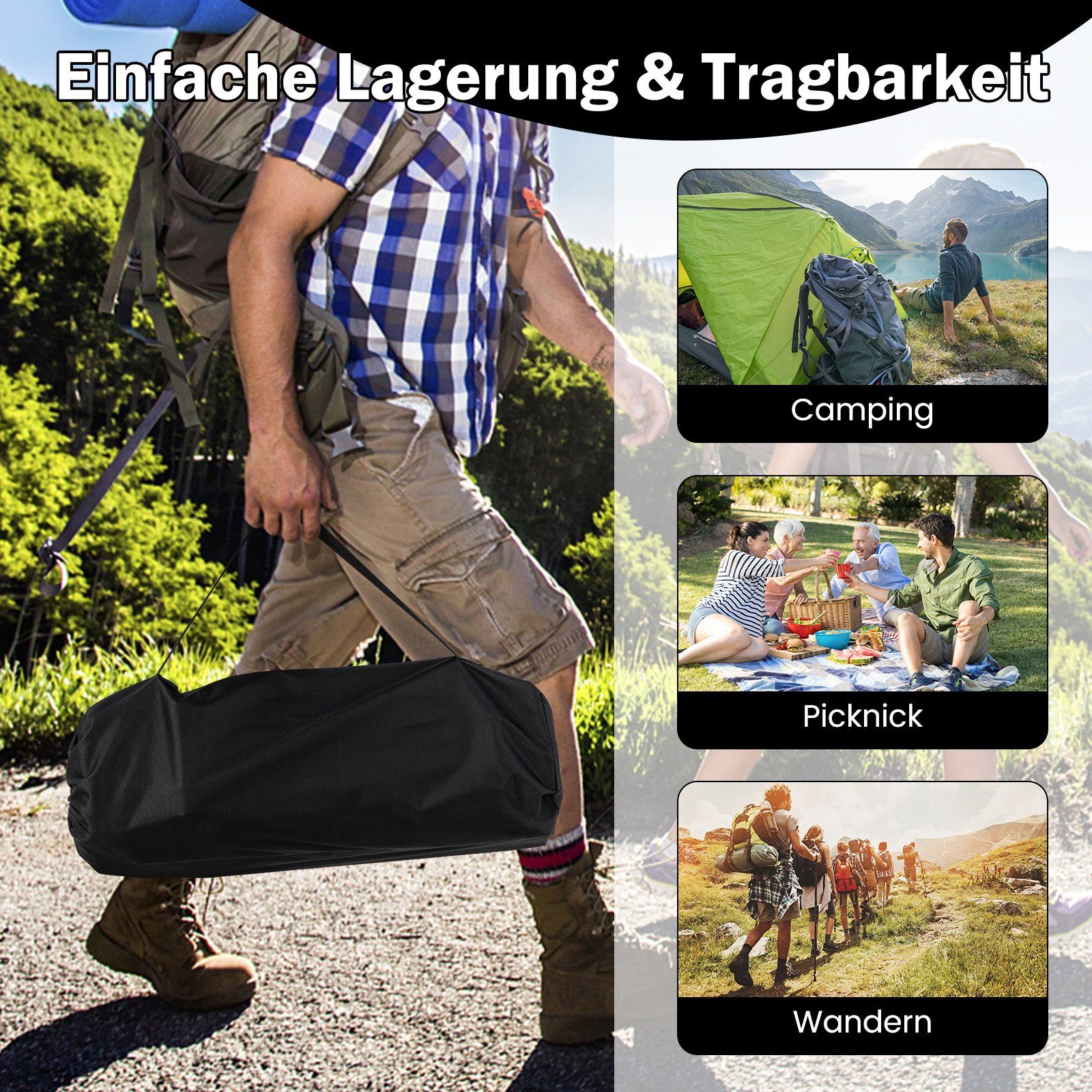 Klapptisch, Aluminium-Tischplatte mit COSTWAY Campingtisch