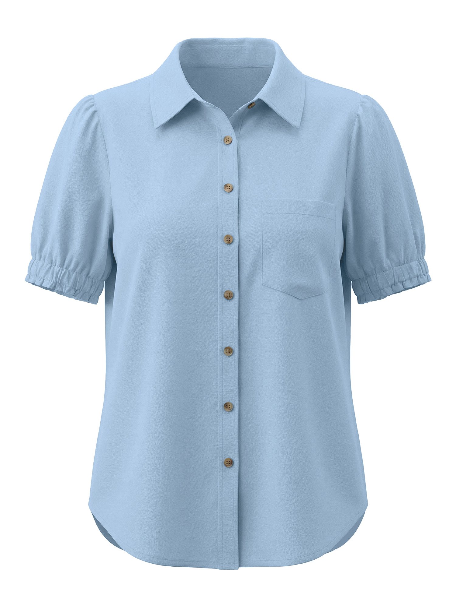 T-Shirt Damen Bluse mit Puffärmeln und Hemdkragen