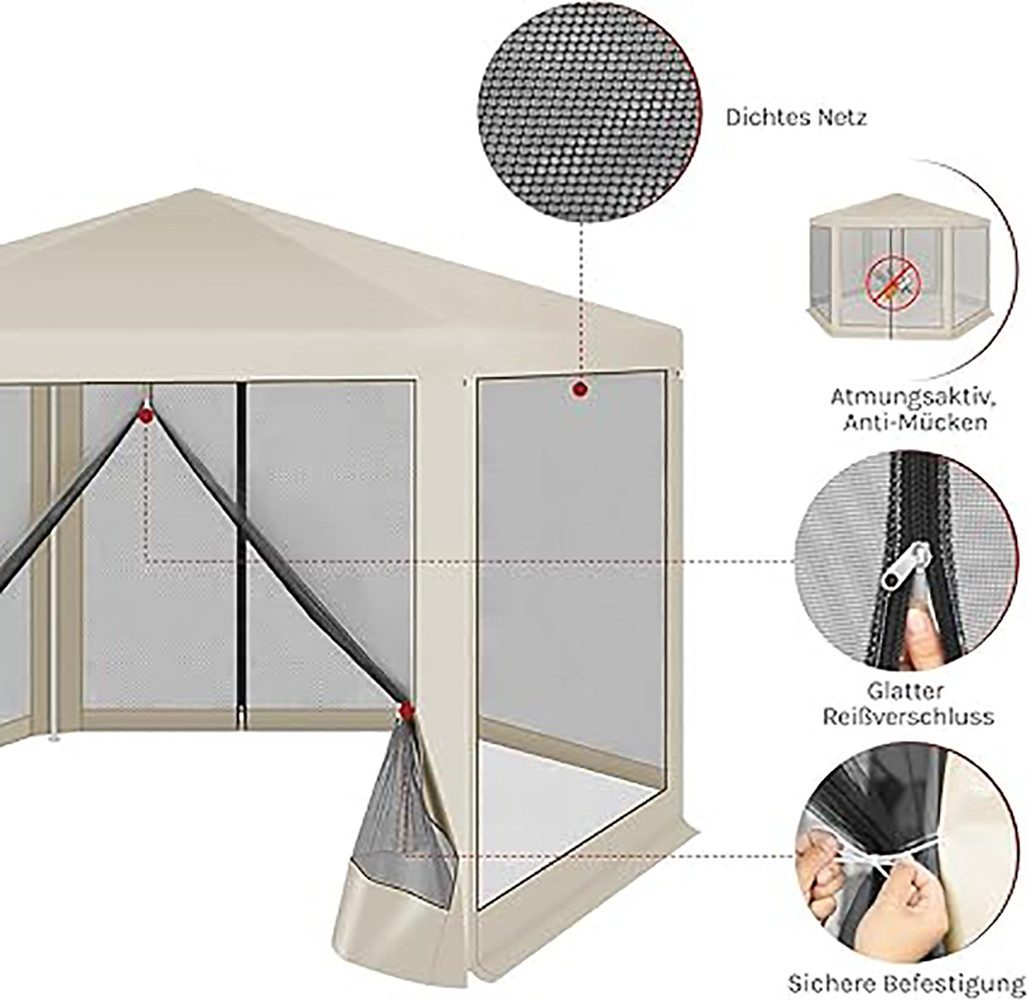 Woltu Pavillon, mit 4 Seitenteilen, 3,8x3,3 günstig online kaufen