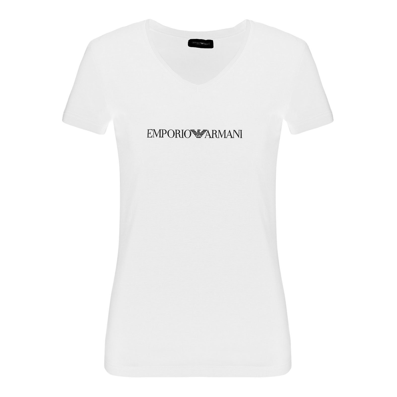 Emporio Armani T-Shirt V-Neck T-Shirt mit Markenschriftzug 00010 white