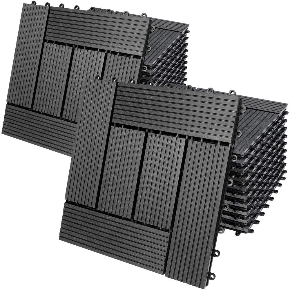Casaria Holzfliesen 55x Mosaik Anthrazit, Terrassenfliesen günstig online kaufen