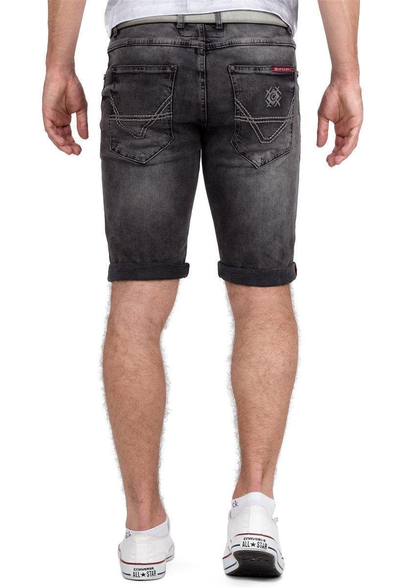Cipo & Baxx Jeansshorts Herren Regular Fit Kurze Hose Stonewashed BA-21CB17 mit auffälligen und dekorativen Nähten – Bild 2 von 5
