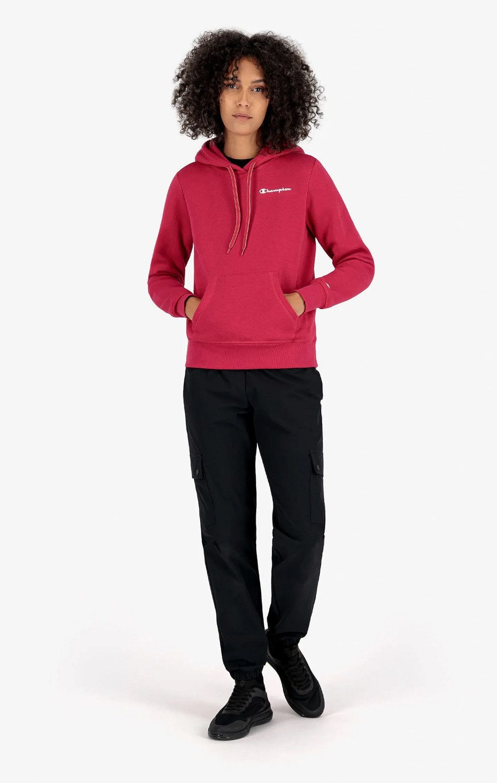 Champion Kapuzenpullover (Hoodie gefüttert) American Classic kleiner Logo Schriftzug magentarot
