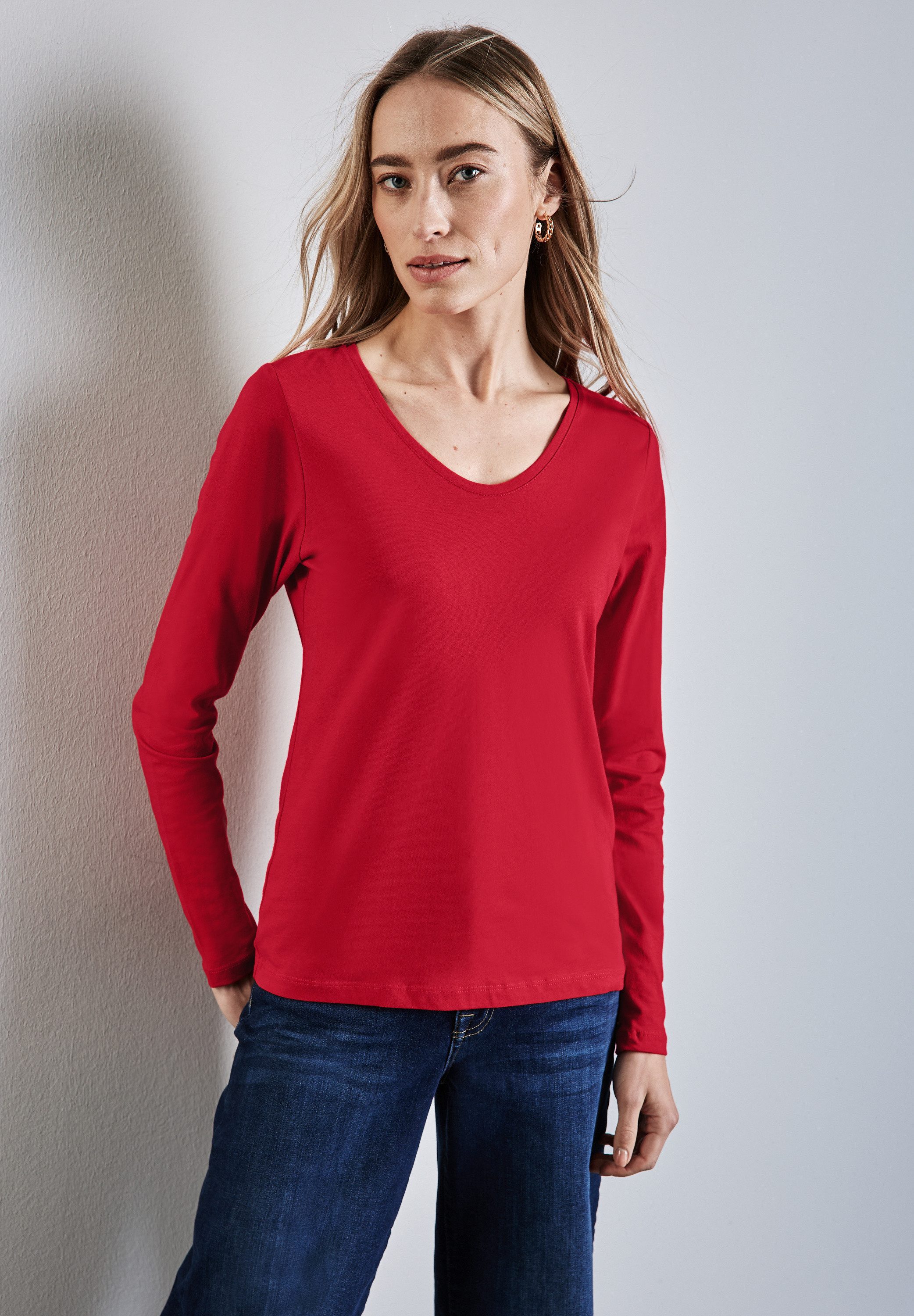 STREET ONE Langarmshirt mit abgerundetem V-Ausschnitt – Bild 3 von 5