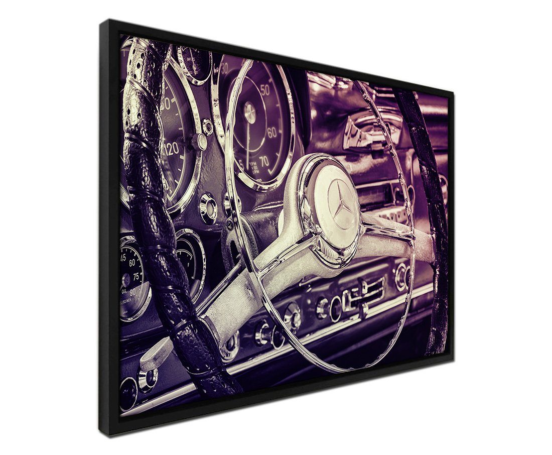 Sinus Art Leinwandbild 105x75cm Leinwandbild Petrol Retro Bild Mercedes -Benz