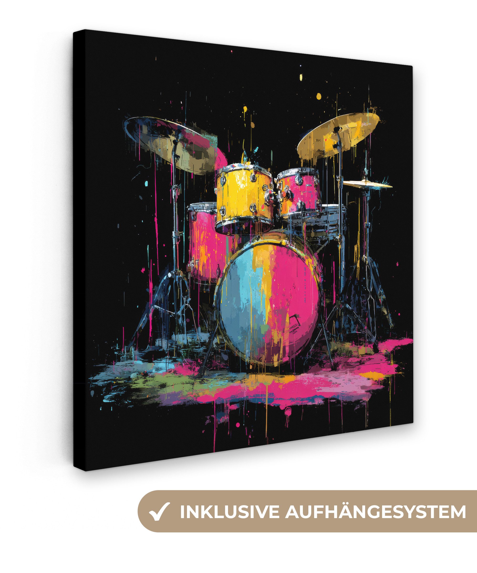 OneMillionCanvasses® Leinwandbild Schlagzeug - Bunt - Farbe - Lebendig, Fot günstig online kaufen