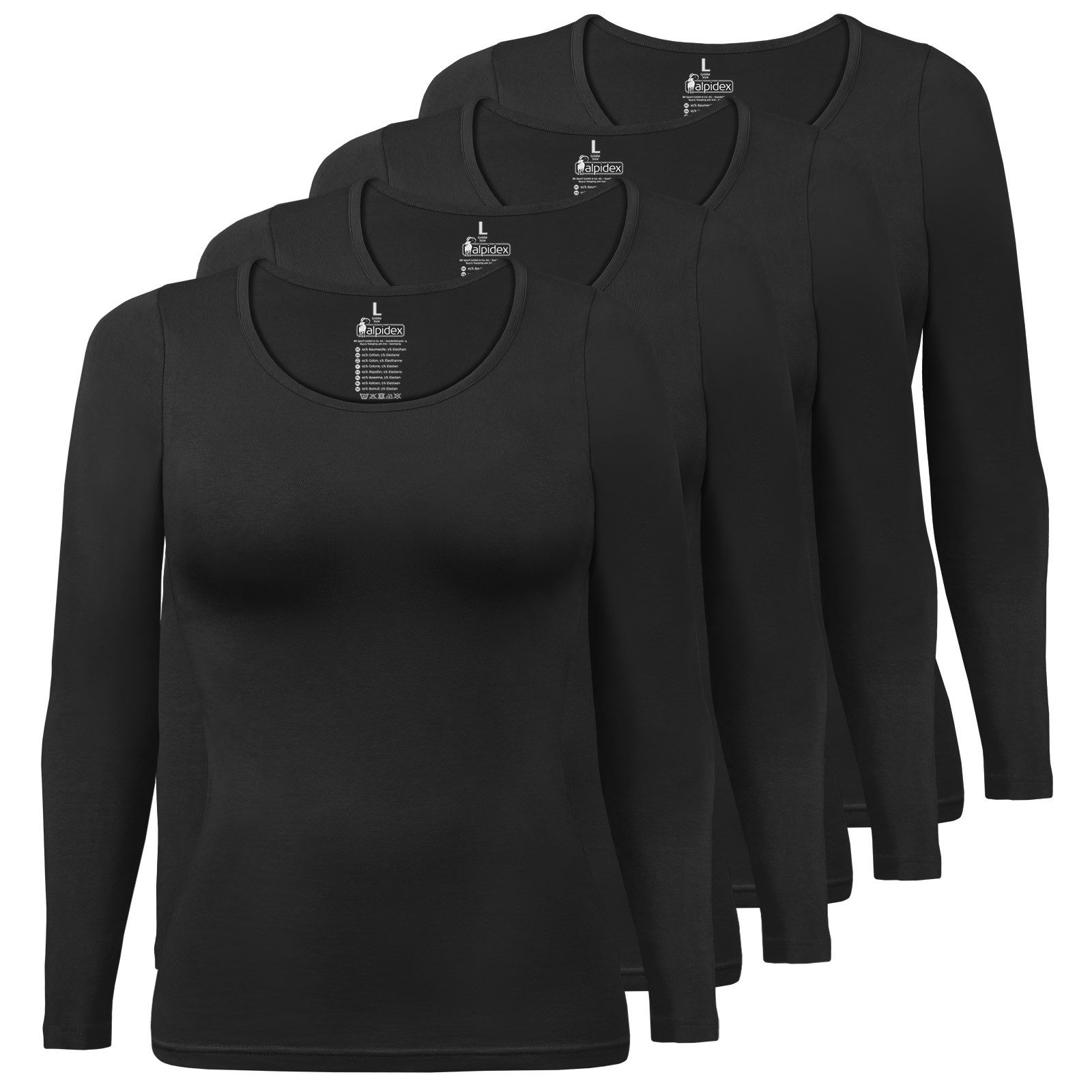 ALPIDEX Langarmshirt Damen Langarmshirt 4er Set Basic Oberteil