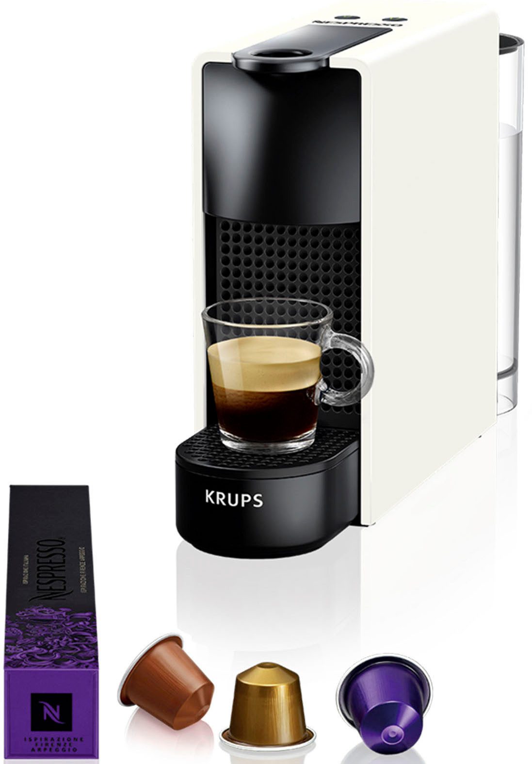 NESPRESSO Kapselmaschine XN1101 Essenza Mini von Krups, Pumpendruck: 19 Bar, inkl. Willkommenspaket mit 7 Kapseln