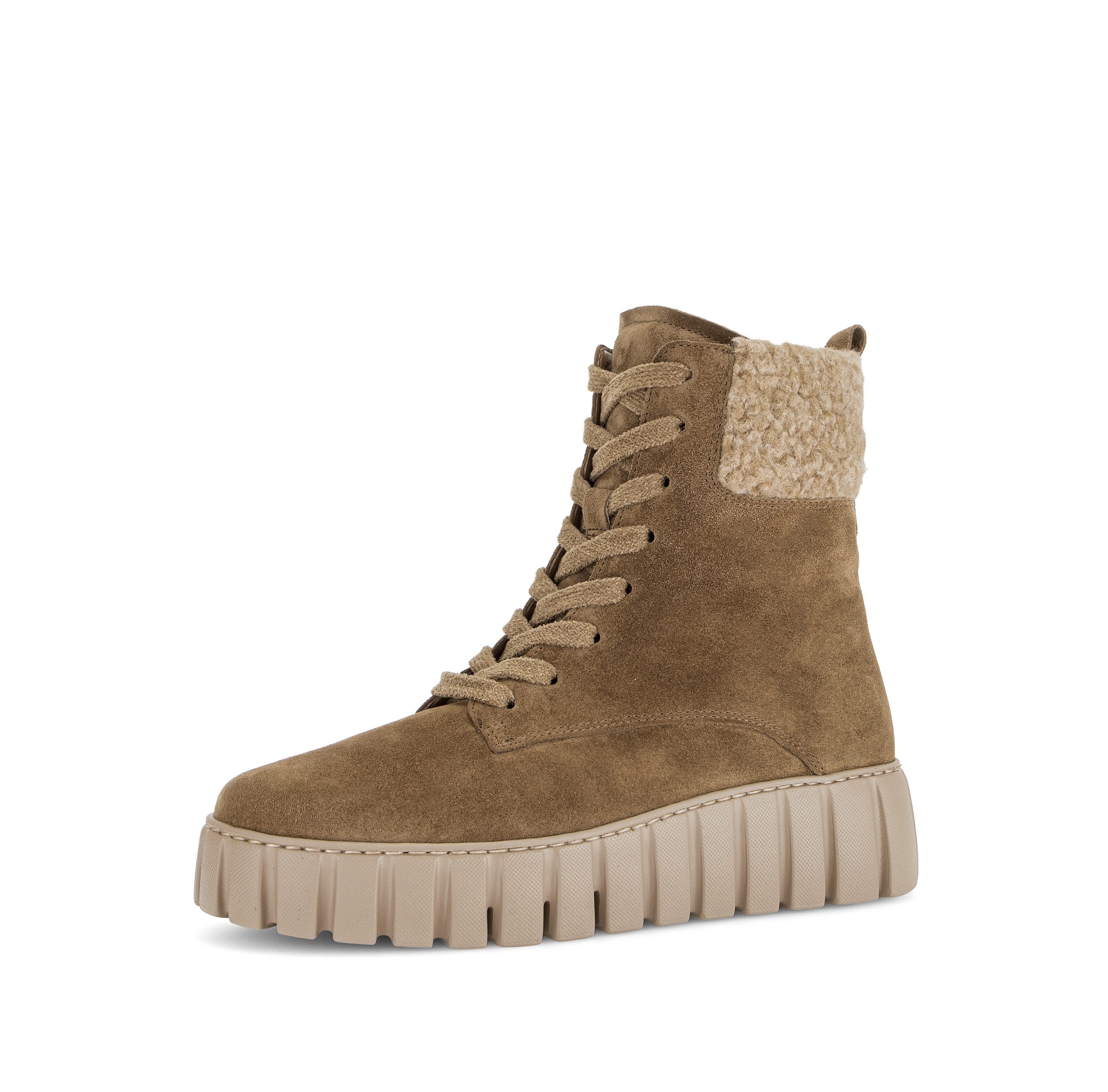 Gabor Schnürboots Plateau, Herbstboots mit gepolstertem Schaftrand, G-Weite
