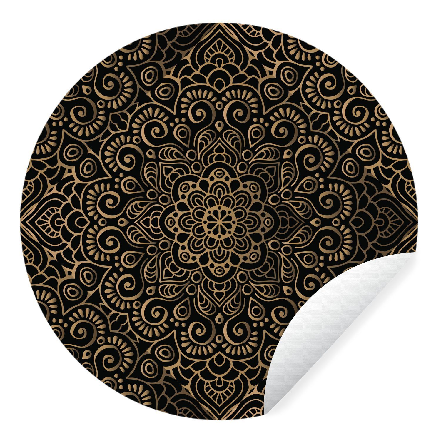 MuchoWow Wandsticker Mandala indisches Muster (1 St), Runde Aufkleber für Kinderzimmer, Babyzimmer, Einteilig, Selbstklebend
