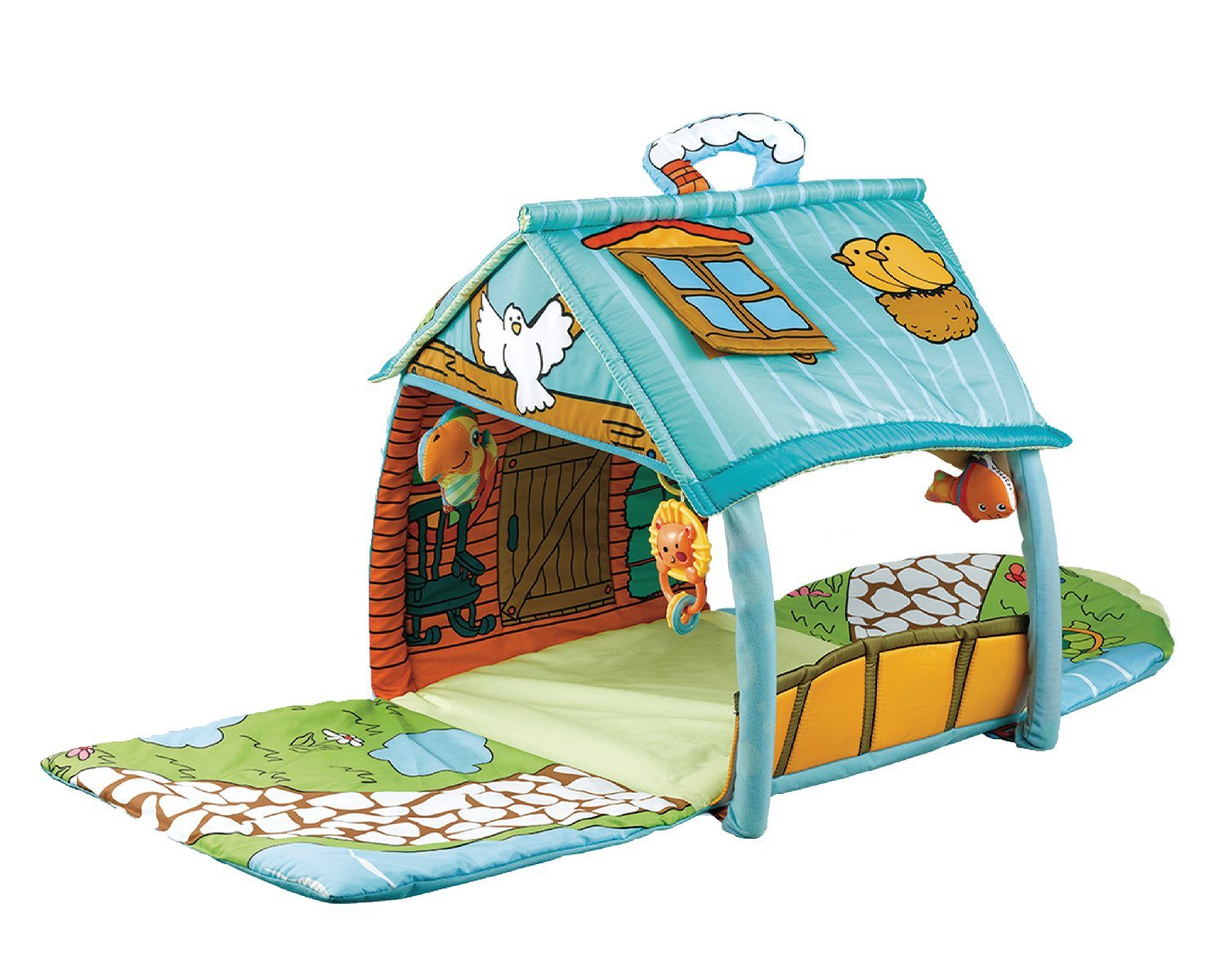 Kikkaboo Spielbogen Spielbogen Casa Bebe, Krabbeldecke kleines Haus hängende Tiere Griff