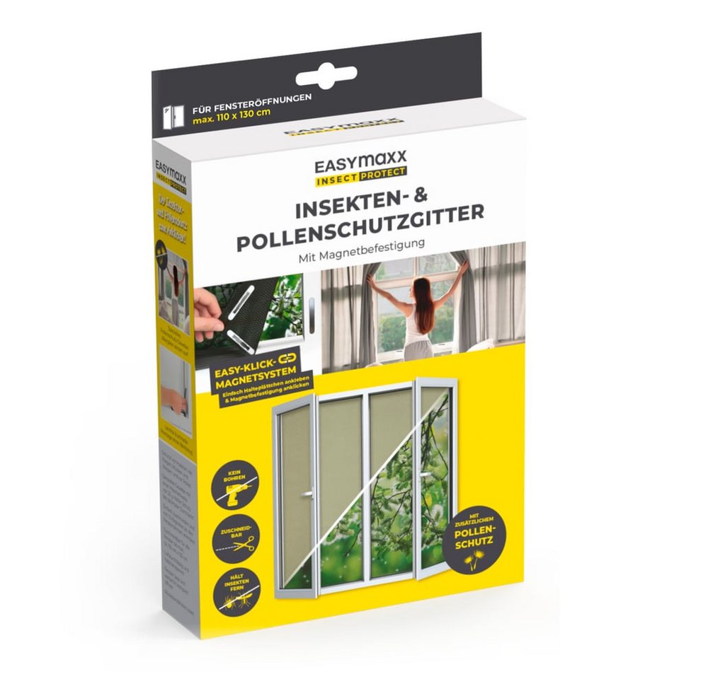 Thumbnail - EASYmaxx Insektenschutz-Fensterrahmen Insect Protect Insekten- & Pollenschutzgitter 110 x 130 cm, (1-St), Fliegengitter ...