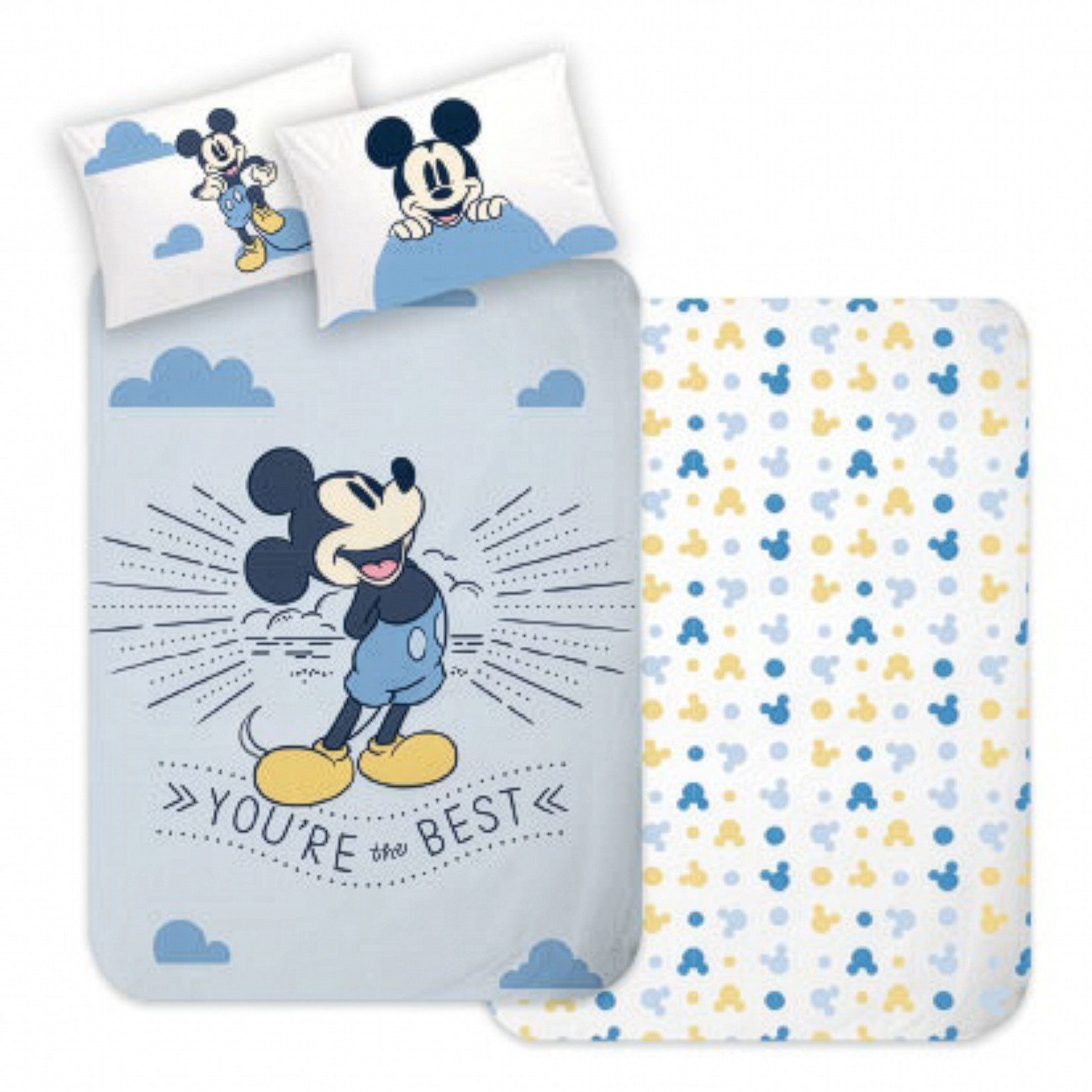 Carbotex Babybettwäsche Disney Mickey Mouse Baby Bettwäsche Set 2tlg. 100x135 cm Baumwolle, 2 teilig, Langlebig