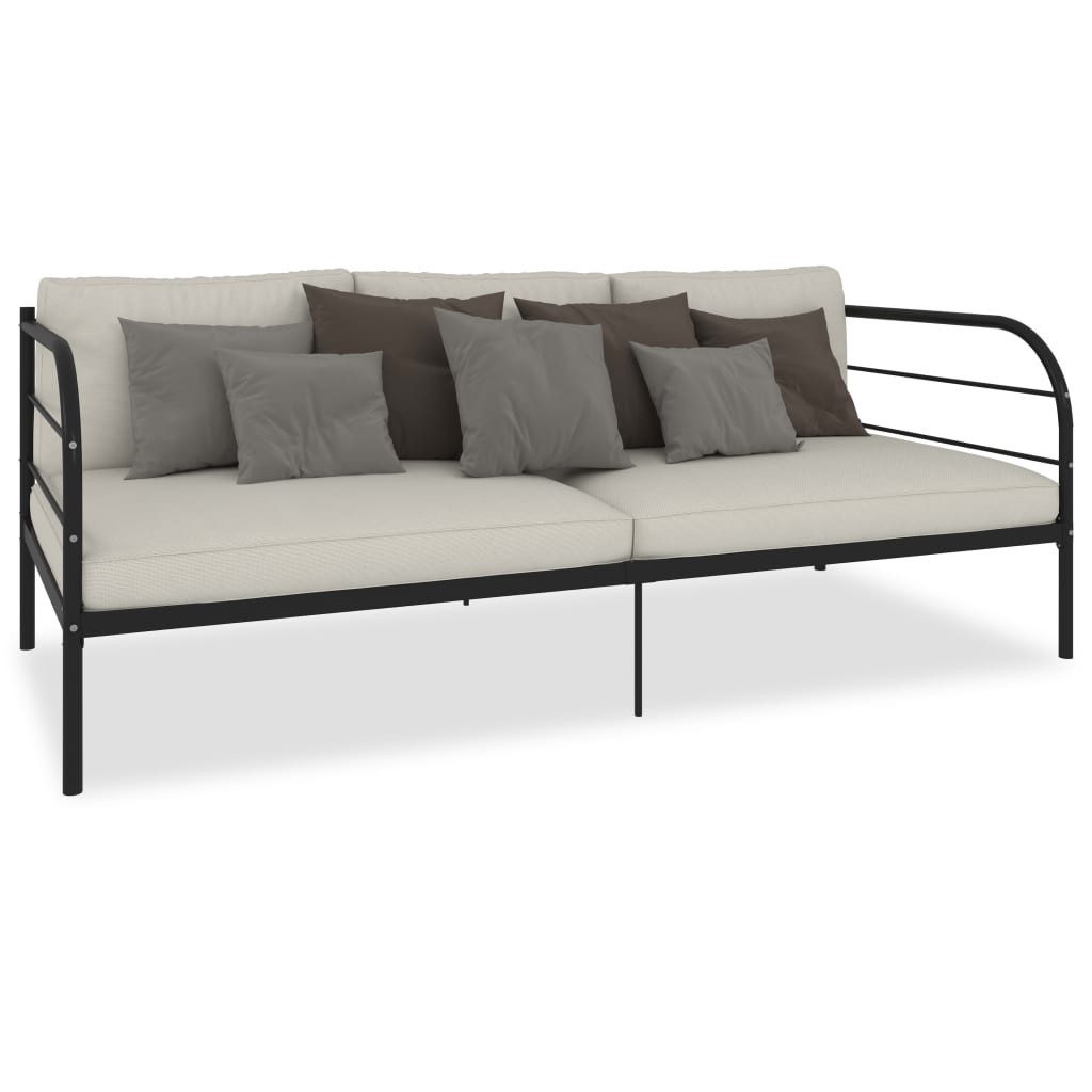 vidaXL Bett Tagesbett-Rahmen Schwarz Metall 90×200 cm