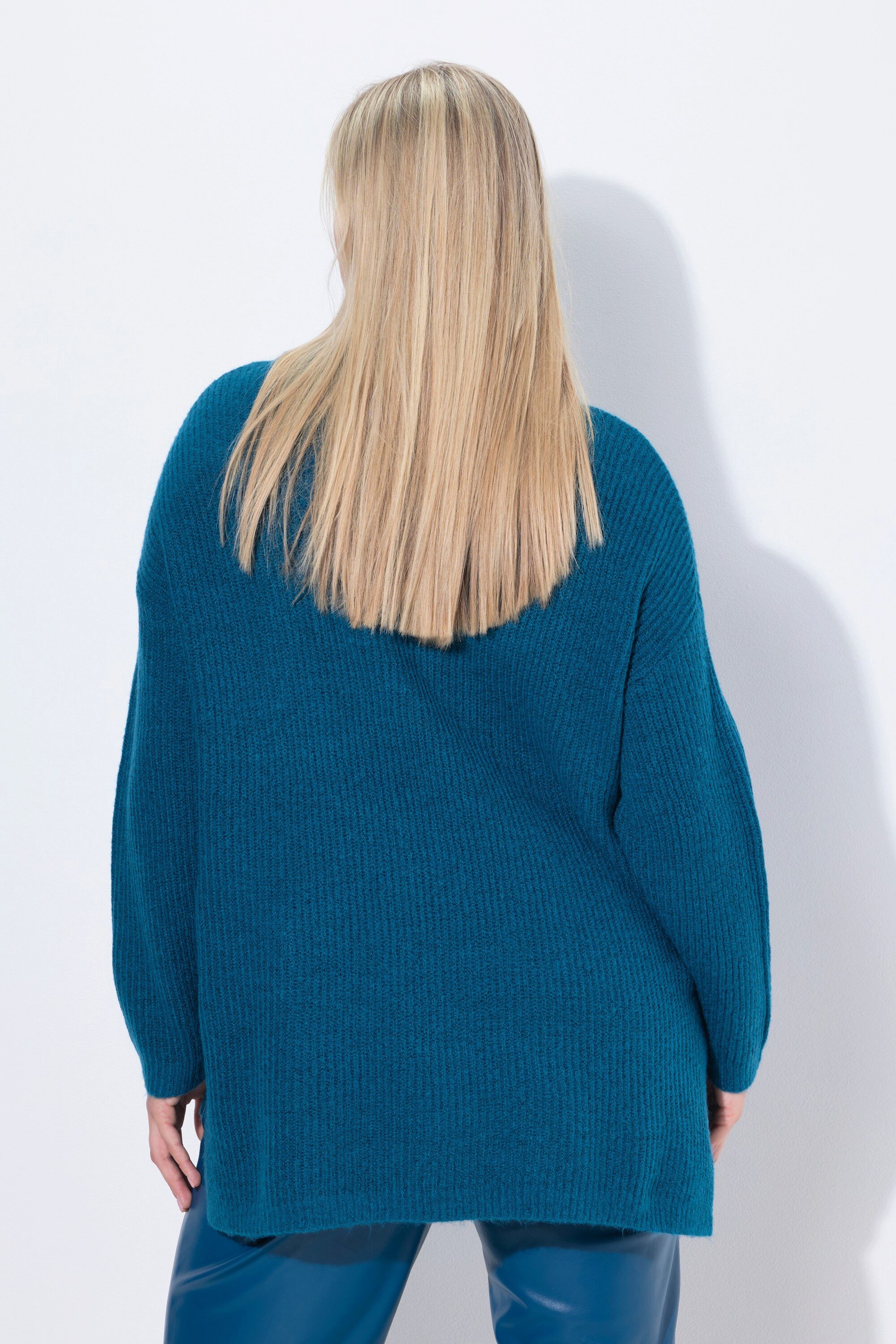 Ulla Popken Longpullover Rollkragen-Pullover Rippstrick oversized Langarm