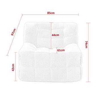 MODFU Sitzsack Sofa Einzelsofa,Wohnzimmer Sofa (nterne rahmenlose Struktur, Produkt als komprimierte Verpackung, Sherpa-Stoff+Schaumstoff), 85x97x74 cm"(LxWxH) für Schlafzimmer, Wohnzimmer.