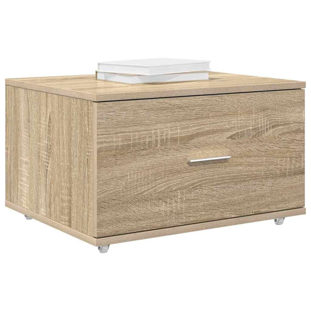 vidaXL Fächerschrank Schubladenschrank mit Rad Braun 55 x 45 x 33,5 cm Holz günstig online kaufen