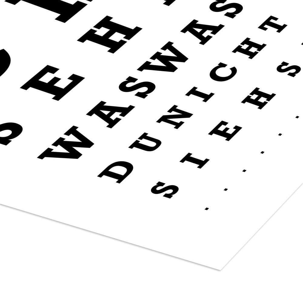 Posterlounge Wandbild Ich sehe was was du nicht siehst - Sehtest, Typobox, erhältlich als Poster, Leinwandbild, Wandsticker oder Acrylglasbild