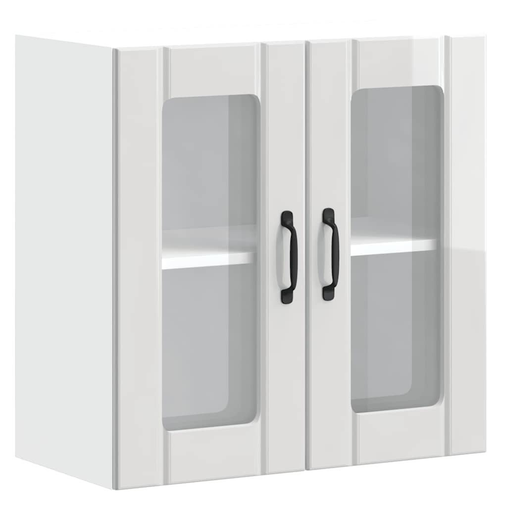 vidaXL Hängeschrank Vitrine-Hängeschrank Küchen-Hängeschrank mit Glastür Hochglanz-Weiß Sp