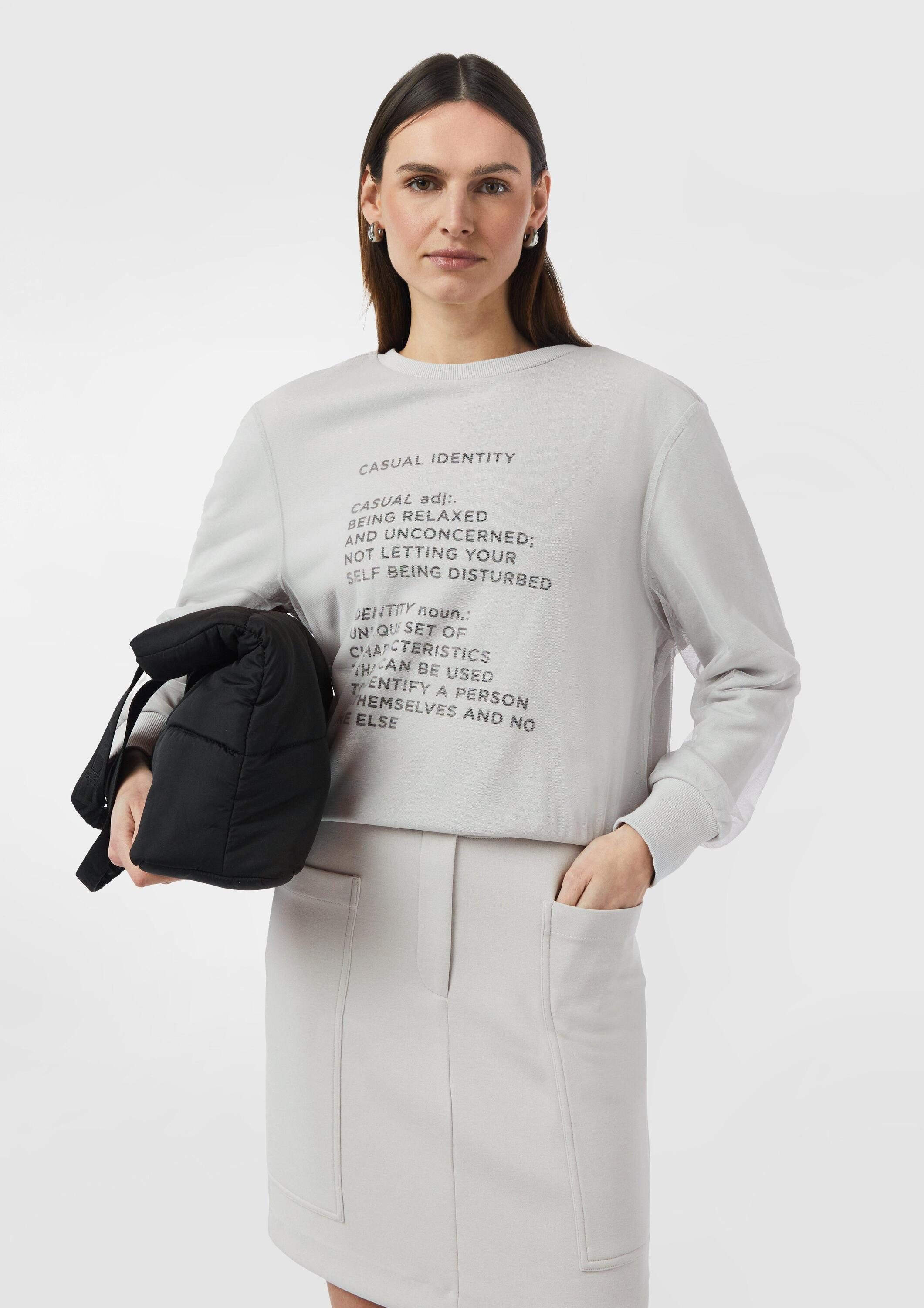 comma Sweatshirt Sweatshirt Sweatshirt mit Frontprint und Mesh-Layer