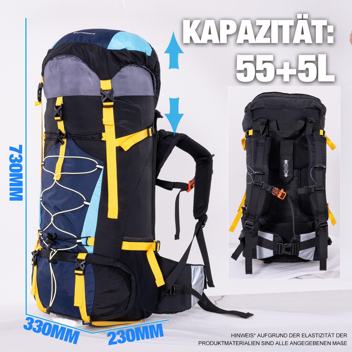 CITYSPORTS Wanderrucksack Rucksack mit Rückenbelüftung Trekkingrucksack Sports packback, aus atmungsaktivem Camping Rucksack Fahrradrucksack, Sportrucksack