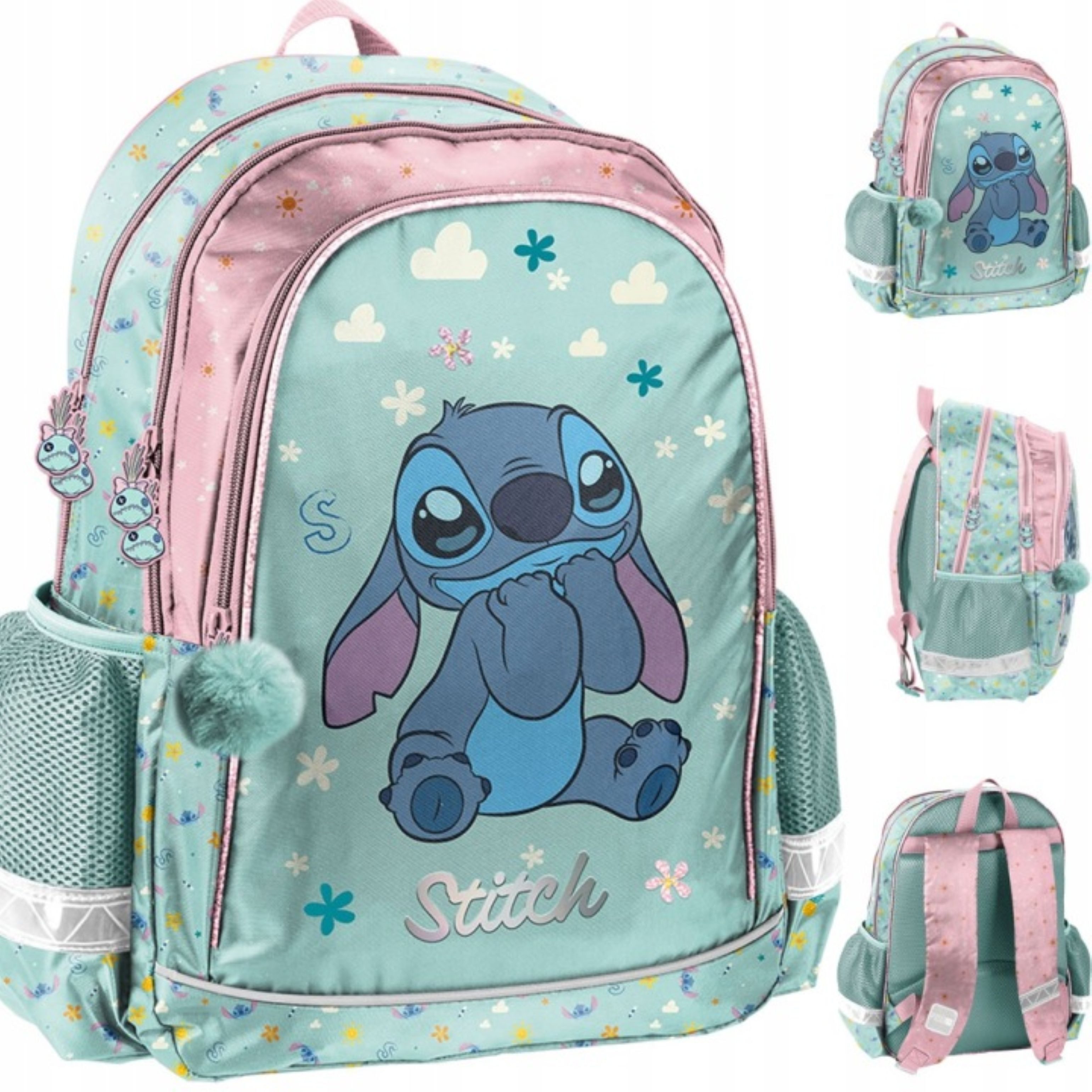 PASO Schulrucksack Paso Stitch Pastel Schulrucksack für Mädchen Klasse 1-3 Mint (1-tlg)