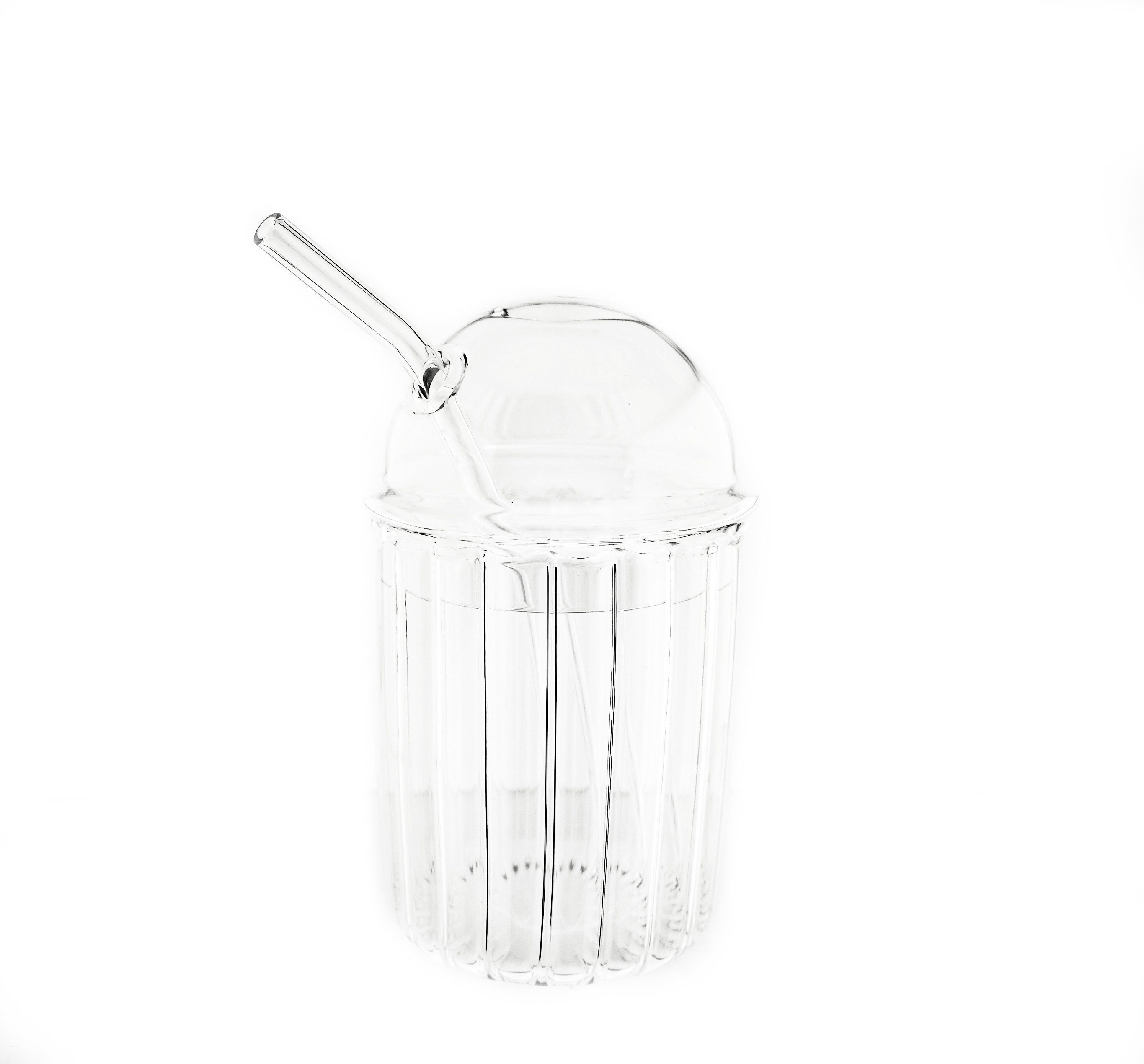 Almina Gläser-Set mit Strohhalm aus Glas mit Deckel 500 ml perfekt für Kaltgetränke, 1-tlg.