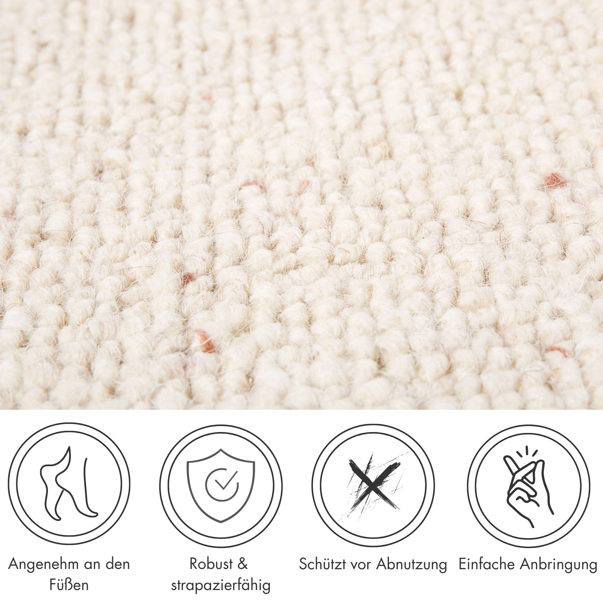 Andiamo Stufenmatte Sheffield, Made in Poland, halbrund, Höhe: 5 mm, melierte Berber-Optik, selbstklebend, Set mit 2 Stück oder 15 Stück